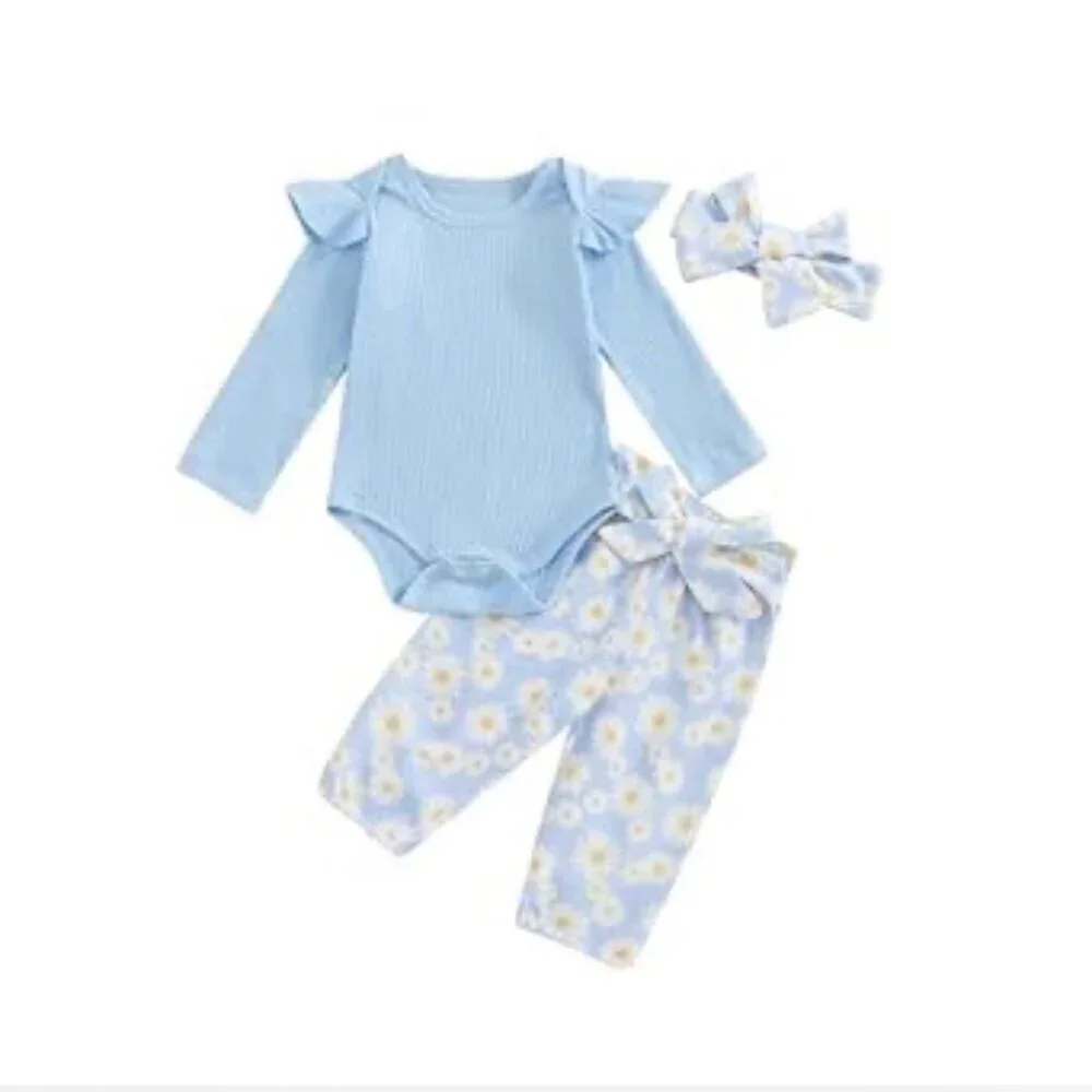 Baby Girl 3-piece Outfit Set - Daisy Print